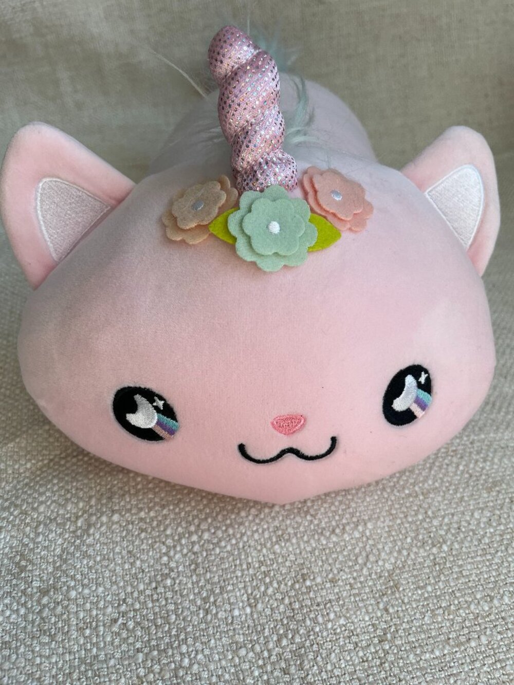 Rare Onso Yours Pink Cat Unicorn Plush Stuffed Soft Animal Toy 12” CLEAN